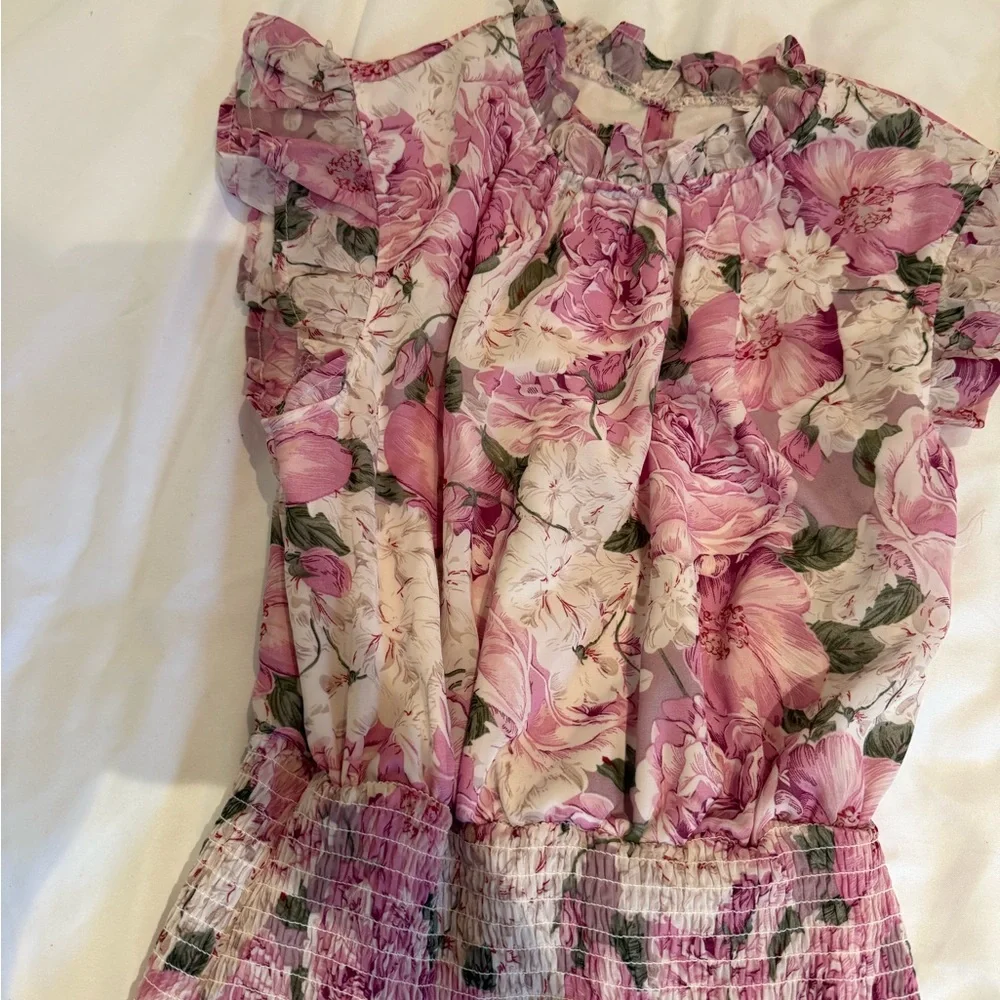 Floral Pink Ruffle Dress - Picture 6 of 8